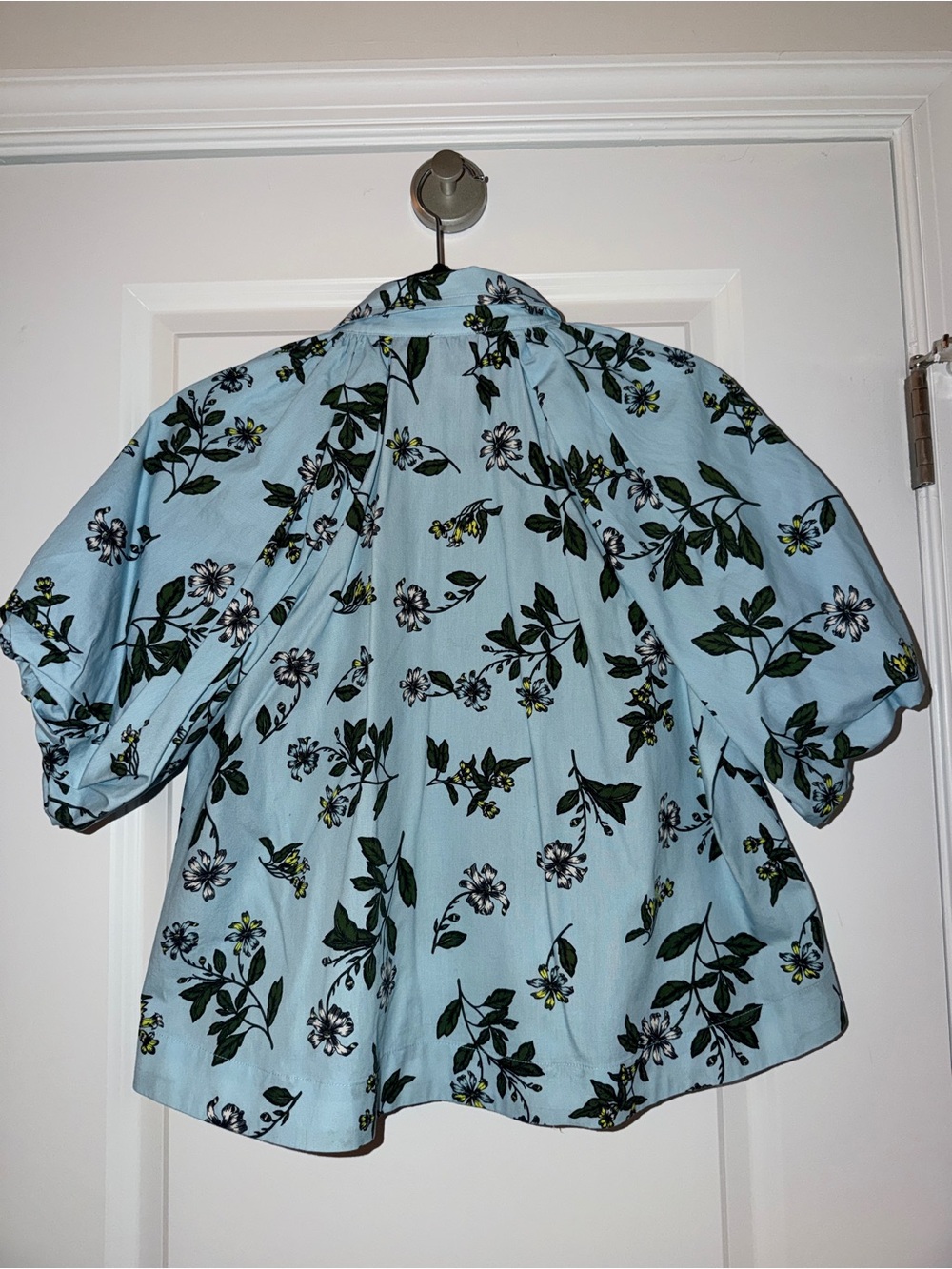Maeve Zooey Bubble-Sleeve Blouse - Sky Blue Floral - Picture 4 of 5
